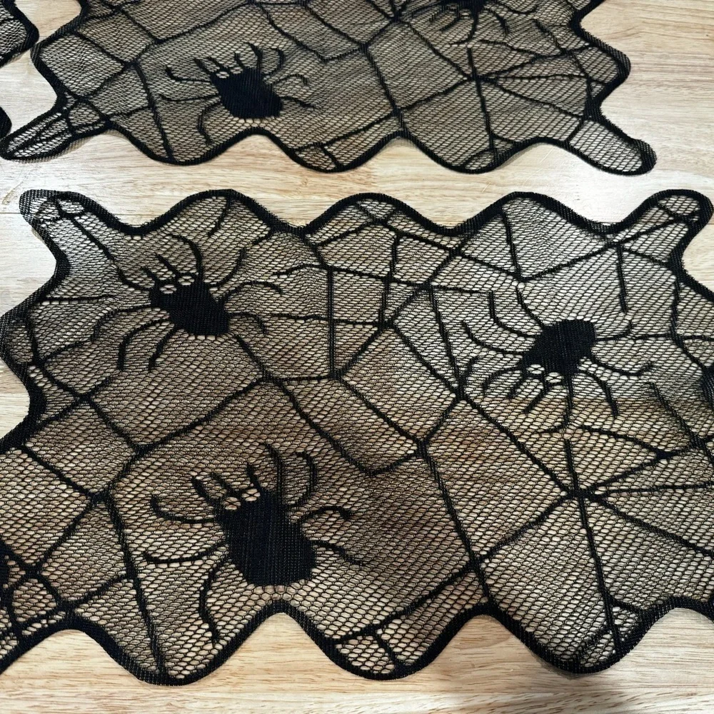 4 Black Spider Web Table Lace Placemats